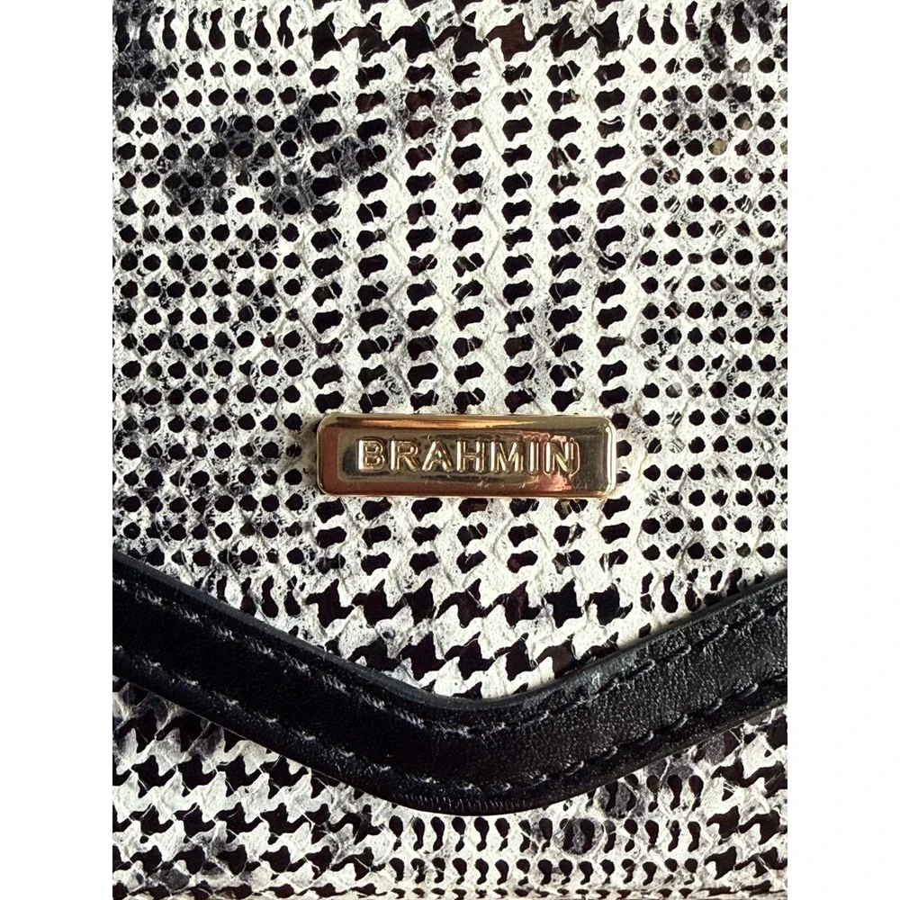 NWT $195 Brahmin Veronica Black Spark Houndstooth Snakeskin Leather Wallet